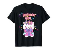 Birthday Girl Cute Happy Kitty Kitten with Wonder Present T-Shirt