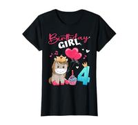 Birthday Girl Horse 4 Years - Cute Foel 4th Birthday T-Shirt
