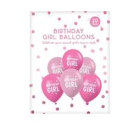 Birthday Girl Latex Balloons, Pink and Light Pink, 20 Pack, 32 cm, Party Balloons, Multipack, Kids Birthday, Balloon Arch