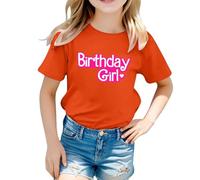 Birthday Girl Letter T Shirt Kids Girls Themed Toddler Party Crop Tops Blouse Cute Printed Tee for Girls Celebration Outfit (2-Orange, 3-4 Years)