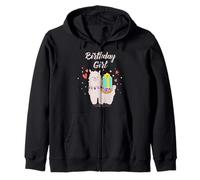 Birthday Girl llama alpaca young women Zip Hoodie