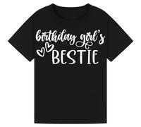 Birthday Girl’s Bestie T-Shirt - Best Friend Matching Birthday Party Tee for Women & Girls - Fun Outfit for Birthday Squad Black 9-11Y