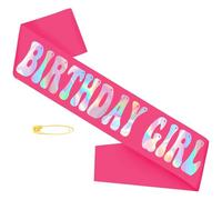 Birthday Girl Sash with Iridescent Foil, Hot Pink Funny Birthday Sash for Women Girls Official Teenager Sweet 16, 18th 21st 30th 40th 50th Birthday Party Ideas, Gifts, Jokes and Favors