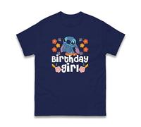 Birthday Girl Stitch T-Shirt, Funny Stitch Cartoon Lovers Girls Birthday Gift Womens Kids Adults Tee Top (Navy, M)