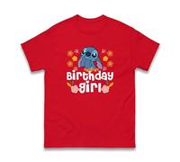 Birthday Girl Stitch T-Shirt, Funny Stitch Cartoon Lovers Girls Birthday Gift Womens Kids Adults Tee Top (Red, 7 Years)