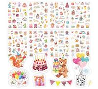 Birthday Glitter Stickers for Children, 8 Pcs 200+ Cute Stickers - Waterproof Vinyl, Safe No-Mess Sparkle, Perfect for Laptop, Water Bottle, Scrapbooking & Party Favors