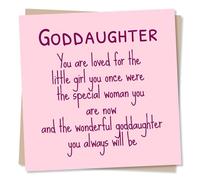 Birthday Greeting Card for Goddaughter - Pink Design - Blank Inside (135 x 135 mm) - Made in UK - With Envelope