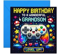 Birthday Greeting Card for Grandson Gamer - Computer Games Controller Design - For 10th 11th 12th 13th 14th 15th 16th Child Boys Birthday