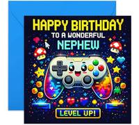 Birthday Greeting Card for Nephew Gamer - Computer Games Controller Design - For 10th 11th 12th 13th 14th 15th 16th Child Boys Birthday