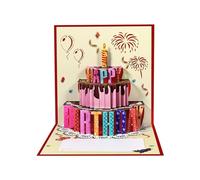 Birthday Greeting Card Simulation Chocolate and Fruit Cake Accent Popup Party Blessing Cards 3D Paper Carving Popup Birthday