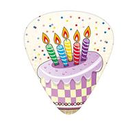 Birthday Guitar Picks 12 Pack Universal ABS Guitar Picks,Creamy Cake Illustration with Candles Style Polka Dots Stars Striped Design,for Acoustic and Electric Guitar