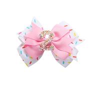Birthday Hair Bow for Baby Girls 1 2 3 4 5 6 Years Sprinkle Decorations Confetti Ice Cream Party Pink Hair Accessories for 2nd Birthday