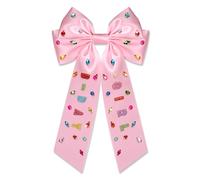 Birthday Hair Bows for Women Crown Birthday Girl Hair Bow Clips Crystal Pearl Star Jeweled Big Hair Bows Pink Bow Satin Hair Ribbons Birthday Hair Accessories Gifts Party Favors (Pattern A1)