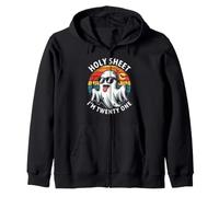 Birthday Halloween 21st Ghost Holy Sheet I'm Twenty One Zip Hoodie