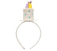 Birthday Headband Decor White Plush Velvet Party Hair Hoop | Birthday Theme, Three-dimensional Hat Shape, Photo Booth Moments, Parent-boy Girl Travel, 1 X Headband