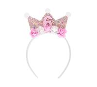 Birthday Headbands for Girls 2nd to 6th Birthday Crown Princess Tiara Flower Headbands for Birthday Girls (6th)