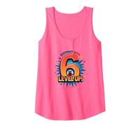 Birthday Hero Level Up 6 Superhero Celebration Tank Top, Women, Neon Pink, XXL