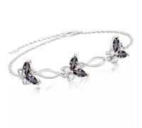 Birthday Holiday Gift Butterfly Shape Sterling Silver Bracelet Jewelry Adjustable and Charming Link Bracelet for Women Ideal Gift for Your Mom Wife, 8.8, Sterling Silver, Cubic Zirconia