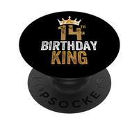 Birthday King 14 Bday Celebration 14th Royal Theme Party PopSockets Adhesive PopGrip