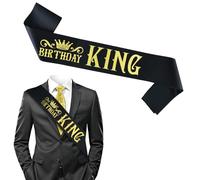 Birthday King Sash Gold Foil Letter Black Satin Sash Funny Birthday Boy Sash Happy Birthday Sash for Men 10th 16th 18th 21st 30th 40th 50th 60th Birthday Decorations Party Supplies