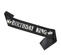 Birthday King Sash, Silver Foil Letter and Black Satin Birthday Sash for Men Birthdays Boy Sashes Funny Birthdays Party Decorations for Men & Boys Party Favors Supplies (Black)