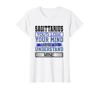 Birthday Lose Mind to Understand Mine Sagittarius Birthday Value Graphic T-Shirt, Women, White, L