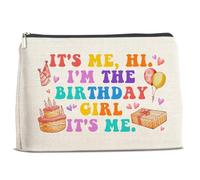 Birthday Makeup Bag, Singer Fan PeripHeral Music Festival Gift, Pink Creative Cosmetic Bag, It's Me Hi I'm The Birthday Girl Makeup Bag, Off White, Makeup Bag