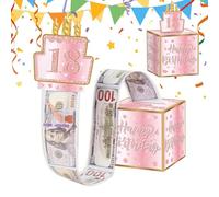Birthday Money Box Cash Gift Pull for Any Age, Surprise Money Gift Box with Pull out Happy Birthday Card and Transparent Bags, Mon-ey Gifts Boxes for Cash Gifts Girls Women