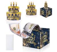 Birthday Money Box for Cash Gift, Happy Birthday Funny Pull Cash from Money Gift Box with 50 Clear Bags DIY Money Gift Pull out Gift Box