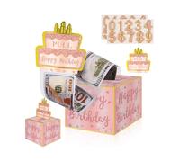 Birthday Money Box for Cash Gift, Happy Birthday Funny Pull Cash from Money Gift Box with 50 Clear Bags DIY Money Gift Pull out Gift Box Happy Birthday Card for Birthday Decoration