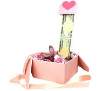 Birthday Money Box - Heart Theme Cash Holder Gift Surprise Pull Out Design, Love Shape Celebration Cash Storage Keepsake, Valentines Day Money Pull Box Creative Party Present Accessory | Kids Adults