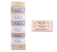 Birthday Money Envelope for Cash Gifts, Happy Birthday Card with 6 Pockets,Surprise Cash Envelope Gift Ideas, Coated Paper Black Gold Money Holder Gift Card for Men Women Girls Boys (Pink)