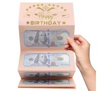 Birthday Money Envelope for Cash Gifts, Surprise Cash Envelope for Wife Women Kids, Birthday Gift Card for Women Girls, Pink Rose Gold Money Holder