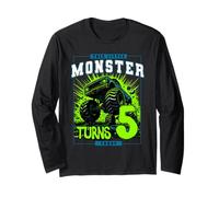 Birthday Monster Truck 5 Year Old Boys This Little Turns 5th Long Sleeve T-Shirt