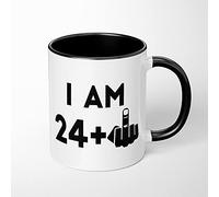 Birthday Mug Fun Colours Hilarious Age 16 18 21 30 40 50 60 Funny Gift Novelty I am 39 Plus Middle Finger Fill (Black Fill and Handle, 25th)