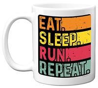 Birthday Mug Gifts for Men Women Him Her - Eat, Sleep, Run, Repeat - Funny Happy Birthday Present Gift for Fitness Exercise Lovers, 11oz Ceramic Dishwasher Safe Premium Mugs
