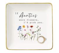 Birthday,New Year,Thanksgiving,Christmas Gifts for Aunt,Auntie Appreciated Gift from Niece Nephews,Jewelry Tray Trinket Holder Ring Dish-If Aunties Were Flowers,I'd Pick You