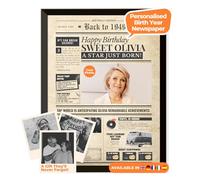Birthday Newspaper Poster 1949 - personalised front page with photo, name & message - unique 76th birthday gift for him or her born in 1949 - vintage print, optional black frame - lasting keepsake