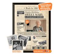 Birthday Newspaper Poster 1967 - personalised front page with photo, name & message - unique 58th birthday gift for him or her born in 1967 - vintage print, optional black frame - lasting keepsake