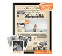 Birthday Newspaper Poster 1984 - personalised front page with photo, name & message - unique 41st birthday gift for him or her born in 1984 - vintage print, optional black frame - lasting keepsake