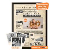 Birthday Newspaper Poster 1985 - personalised front page with photo, name & message - unique 40th birthday gift for him or her born in 1985 - vintage print, optional black frame - lasting keepsake