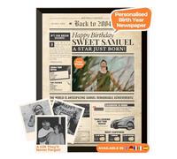 Birthday Newspaper Poster 2004 - personalised front page with photo, name & message - unique 21st birthday gift for him or her born in 2004 - vintage print, optional black frame - lasting keepsake