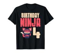 Birthday Ninja 4th Birthday Fox Warrior Cute T-Shirt
