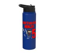 Birthday Ninja 5 Year Old Birthday Party Gift for Little Ninja Stainless Steel Insulated Water Bottle