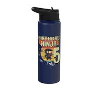 Birthday Ninja 5 Years Old Bday Party Gift for Little Ninja Stainless Steel Insulated Water Bottle