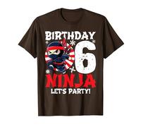 Birthday Ninja 6 Let's Party | Your Funny Ninja 6th Birthday T-Shirt, Men, Brown, Small