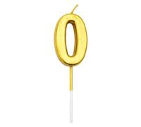 Gold 0 Number Candle Boys Birthday Wedding Anniversary New Year Party Cake Decorations Topper