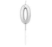 Gifts 4 All Occasions Limited Shatchi Silver 0 Number Candle Birthday Anniversary Party Cake Decorations Topper