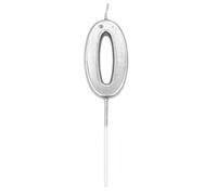 Gifts 4 All Occasions Limited Shatchi Silver 0 Number Candle Birthday Anniversary Party Cake Decorations Topper