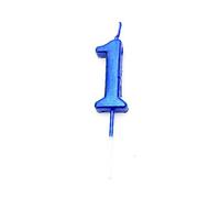 SHATCHI Blue 1 Number Candle Boys Birthday Wedding Anniversary New Year Party Cake Decorations Topper,4.5 cm